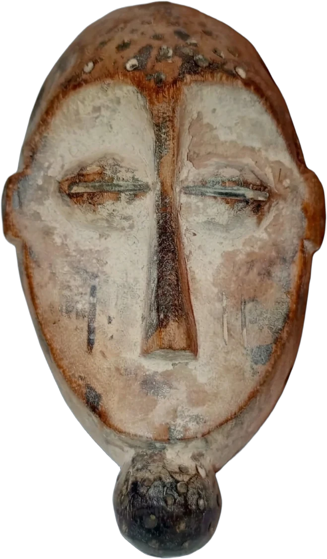 Masque de grade Lega en bois et kaolin, Maniema