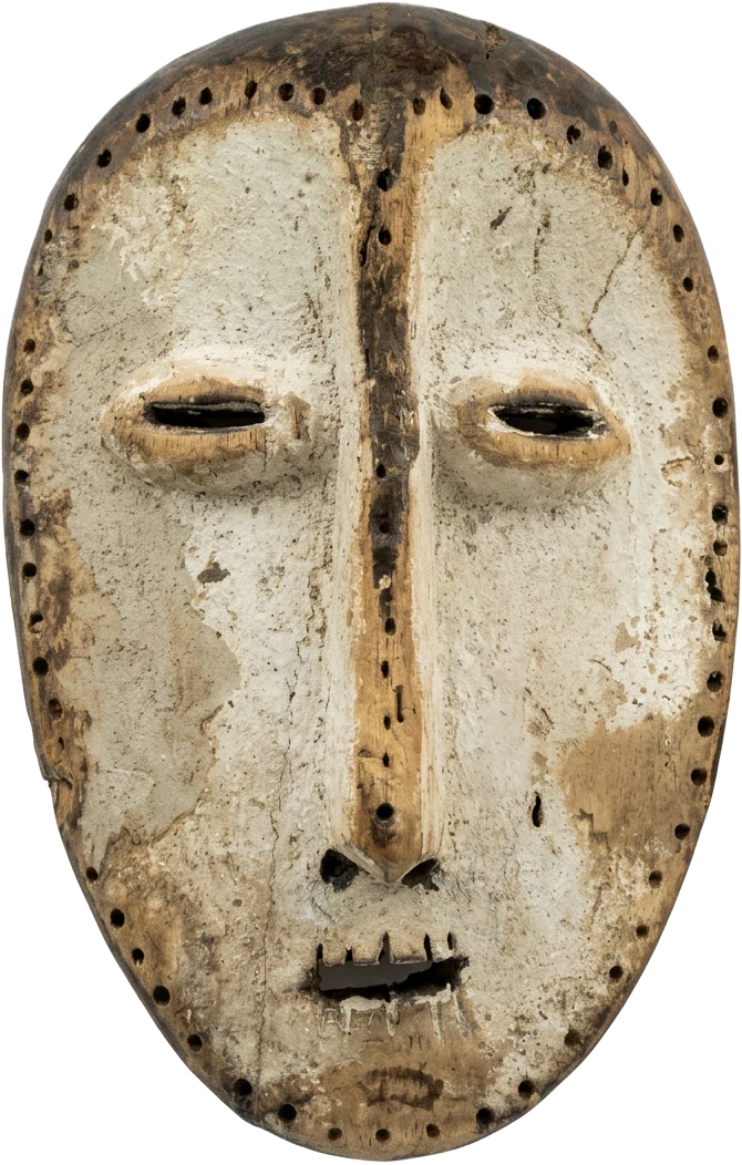Masque « Lukwakongo » Lega en bois et mika, Maniema