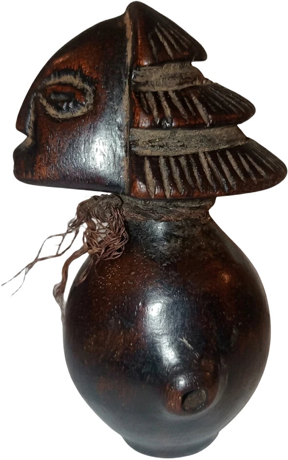 Sifflet Luba en bois à coiffure étagée, Kasaï-Occidental